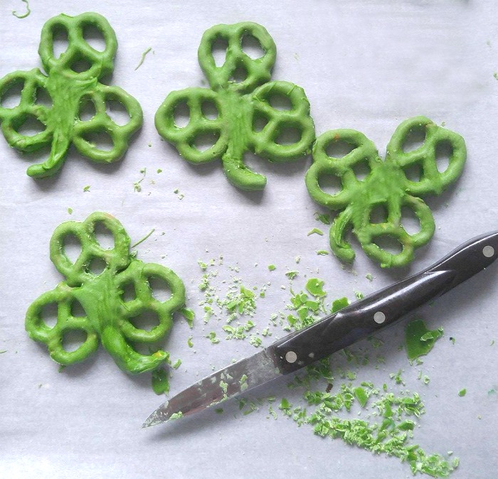 Trimmed Shamrock pretzels