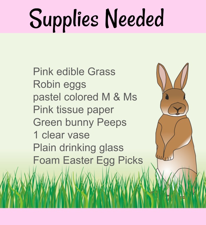 supply list and Easter Bunny Supplies for the peeps centerpiece