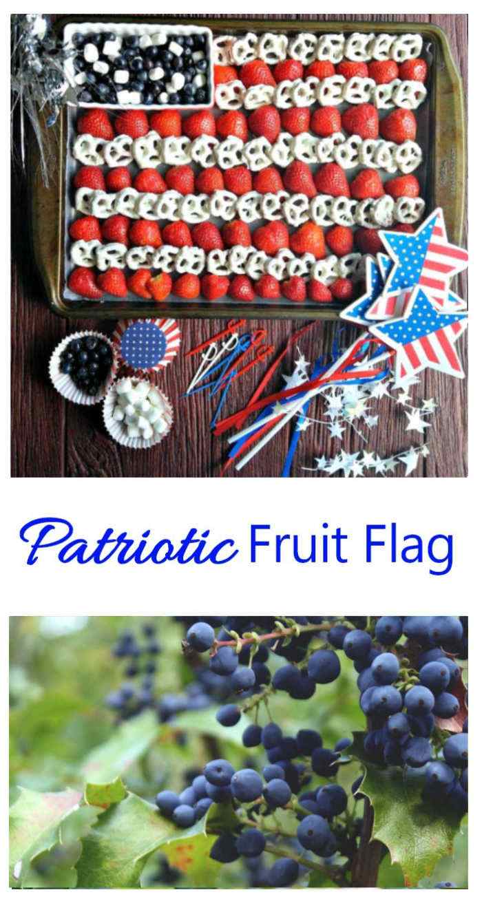 Make a 4th of July fruit plate 4th of July fruit platter and fresh blueberries in a collage with words patriotic fruit flag.