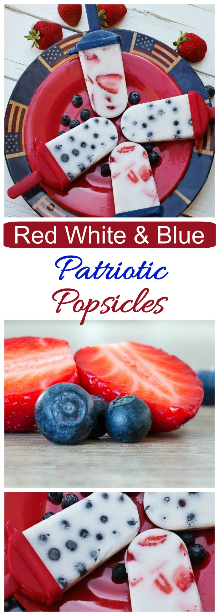 red white and blue popsicles These patriotic popsicles are made with just 4 ingredients. They are perfet for the 4th of July or Memorial Day