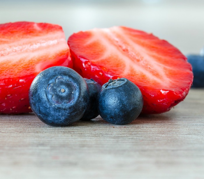 strawberries and blueberries