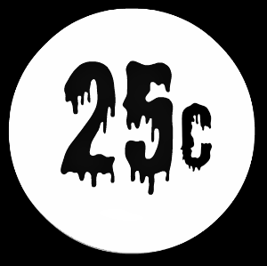 Add a spooky label. Halloween bubblegum jar label showing a price of 25c.