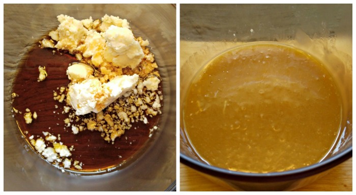 Coconut butter, vanilla and maple syrup in a saucepan Cook the coconut butter, maple syrup and vanilla extract first.