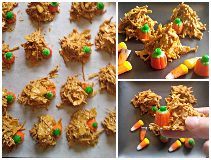 Making the pumpkin haystacks Making the haystack cookies