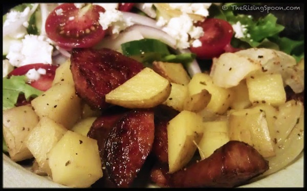 Roasted kielbasa and potatoes from therisingspoon.com