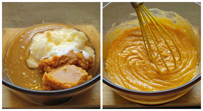 cooking pumpkin puree and coconut oil in a saucepan. Add the coconut oil and pumpkin puree