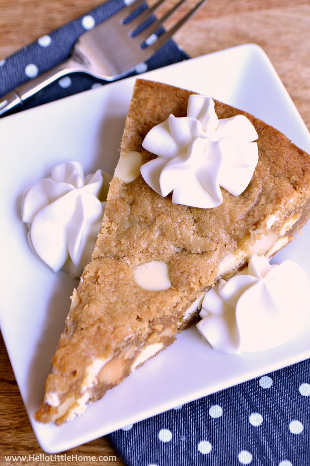 White chocolate macadamia nut cookie cake