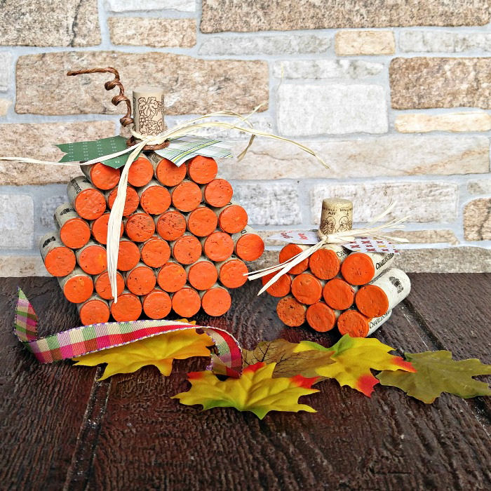 DIY wine cork pumpkins