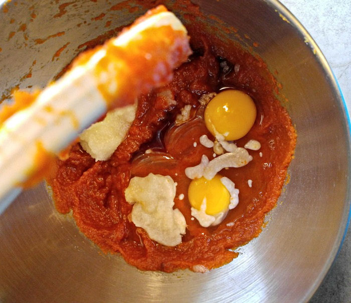 eggs and coconut oil with pumpkin puree pumpkin puree, eggs, coconut oil