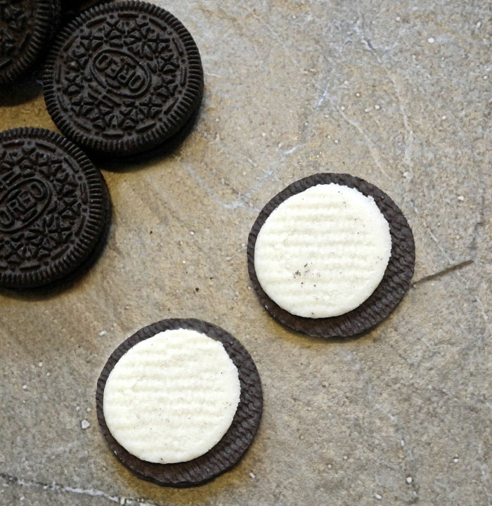 separated Oreo cookies Oreo cookie and filling