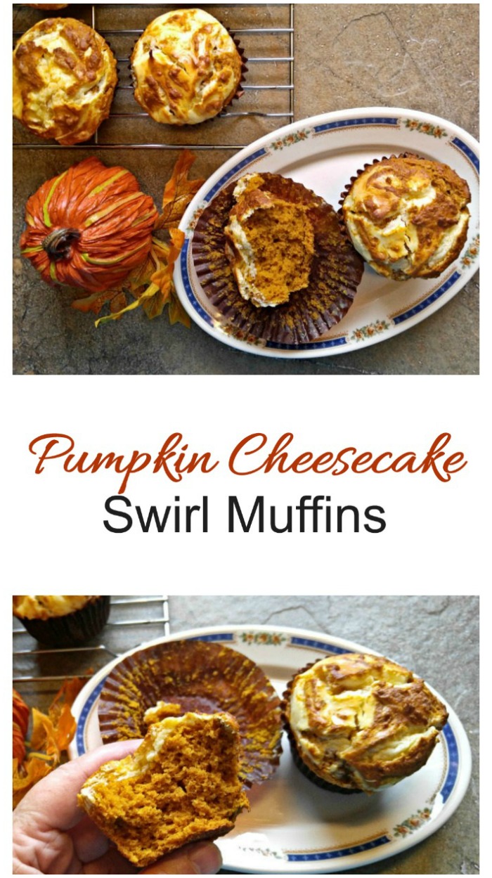 Pumpkin cheese cake muffins These swirled pumpkin cheesecake muffins are perfect for a fall or Halloween breakfast idea.