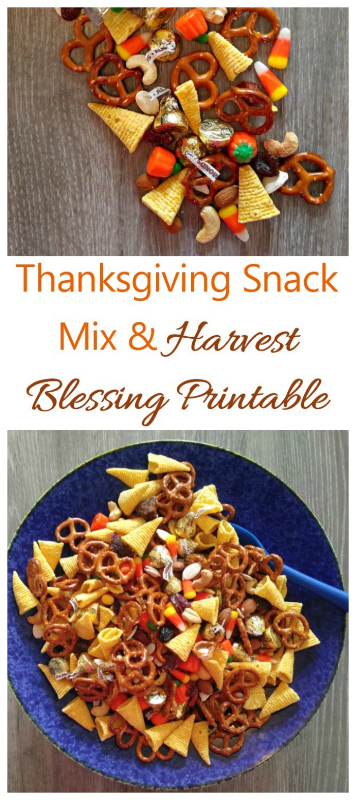 A Harvest Blessing Printable goes with the idea behind this ?Thanksgiving Trail mix.