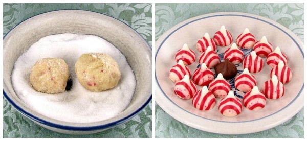 Cookie batter and candy kisses for Valentine's Day kiss cookies