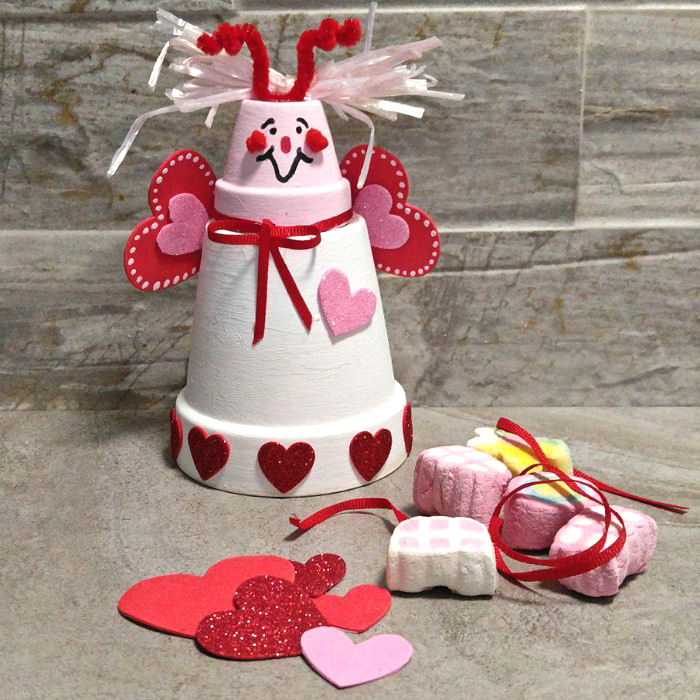 Valentine's day love bug Clay pot love bug and Valentine's day marshmallow treats