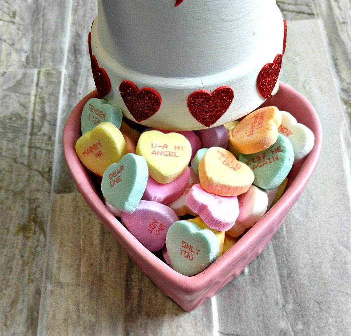 conversation hearts Conversation hearts in a candy dish