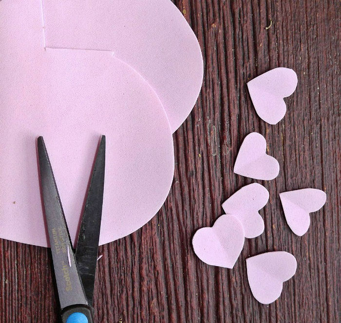 Cutting hearts out of foam