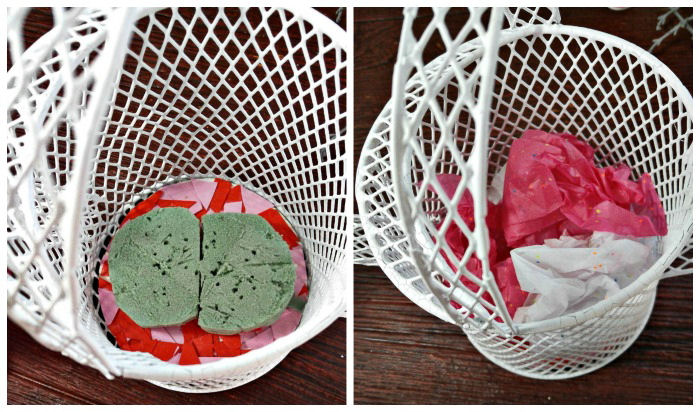 Floral foam in a watering can