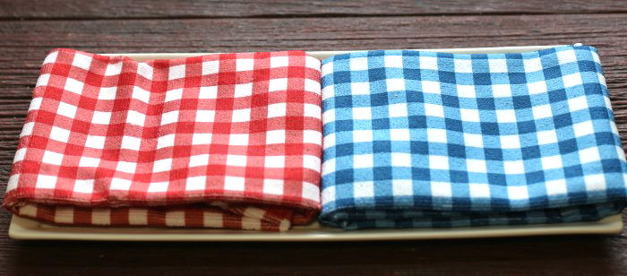 Red white and blue towels on a white plate Red white and blue towels on a white plate.