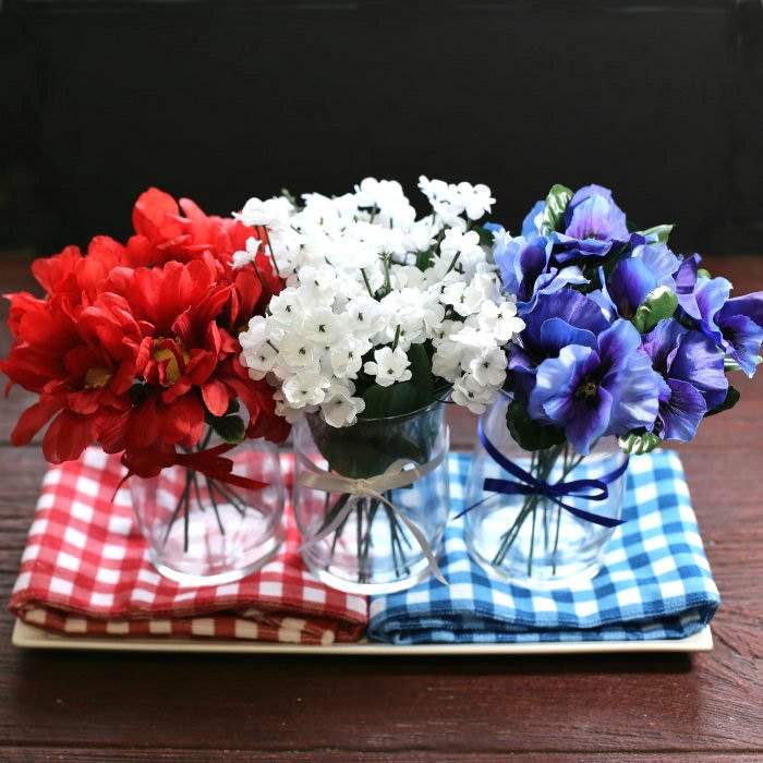 red white and blue centerpiece