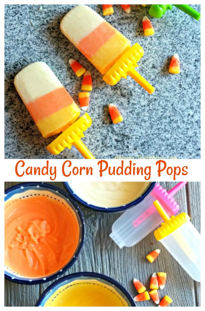 Making candy corn pudding pops Make these candy corn pudding pops on the warmer days of fall
