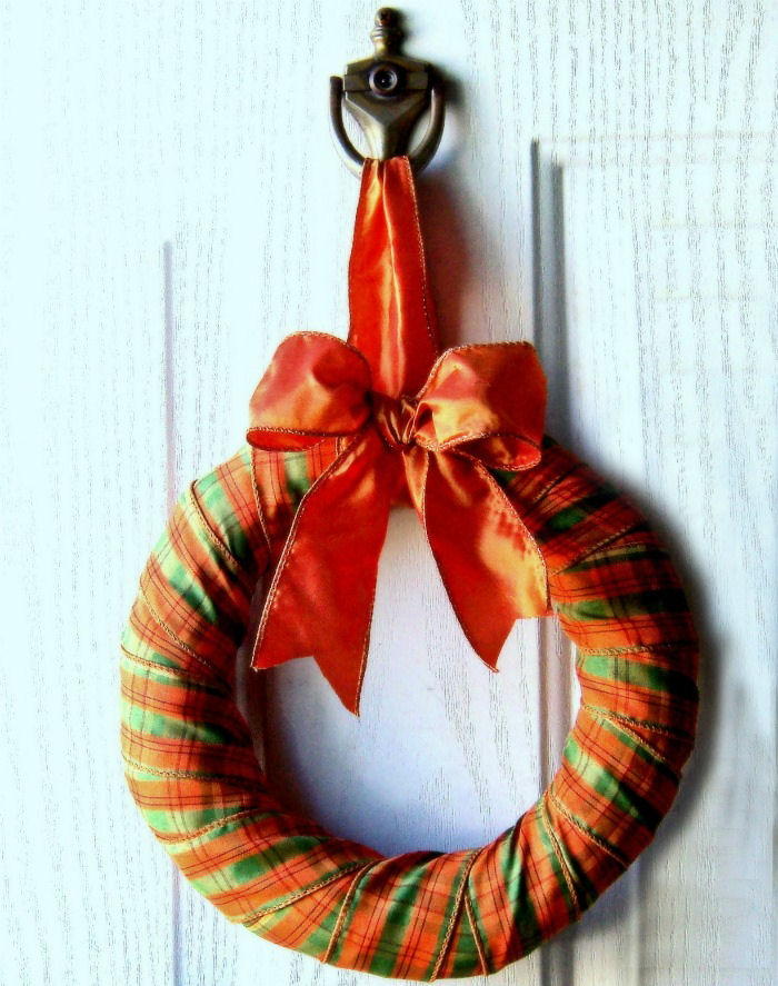 Orange and green foam ribbon wreath