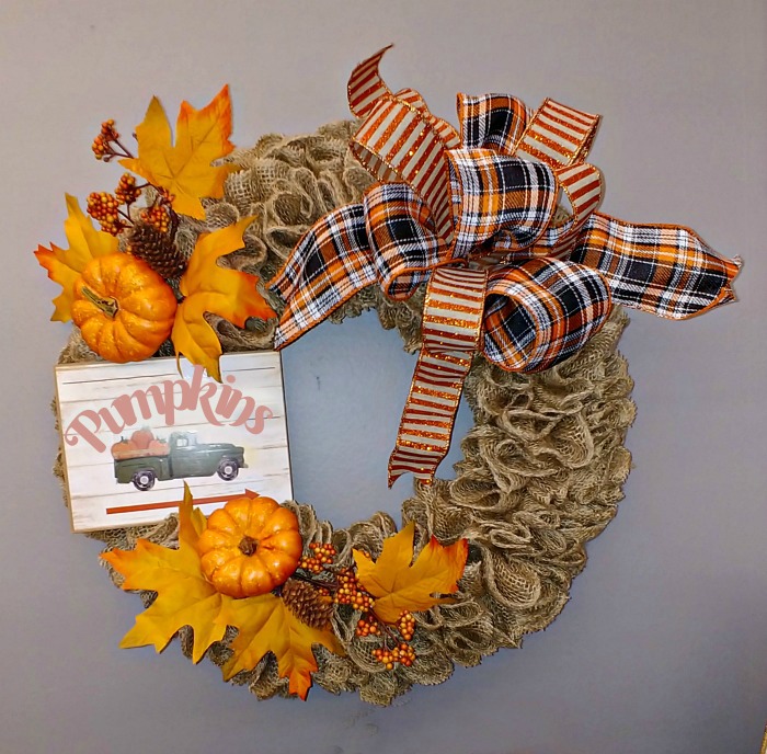 fall pumpkin burlap wreath Pumpkin burlap Fall wreath