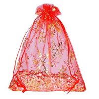 Housweety 25PCs 12cmx16cm Red Snowflake Organza Gift Bags Pouches 