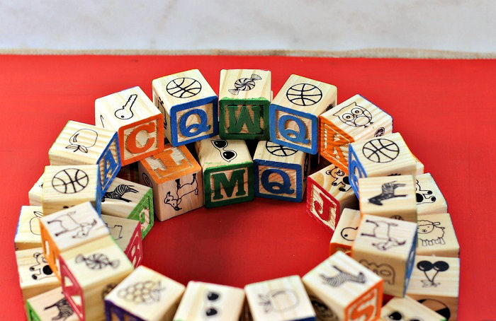 Extra blocks give support to my second row. Second row with extra blocks inside the circle.