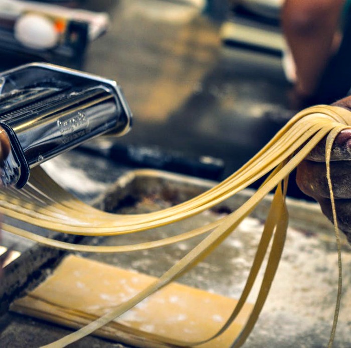 Making homemade spaghetti