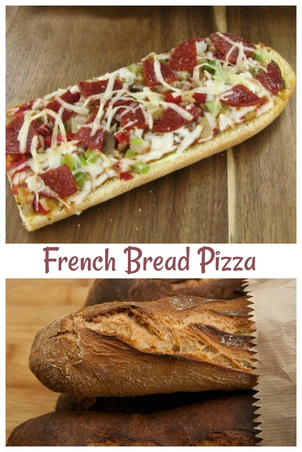 French bread pizza This French bread pizza is easy to make for those nights when you don't have time to make a pizza crust.