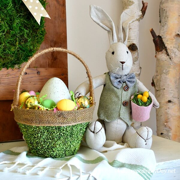 Bunny and basket of eggs