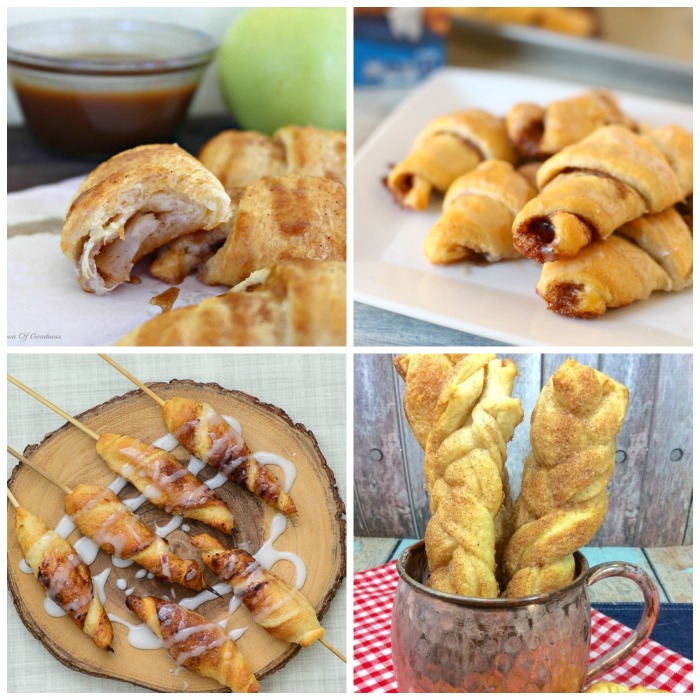 Collage showing four different crescent roll recipes.