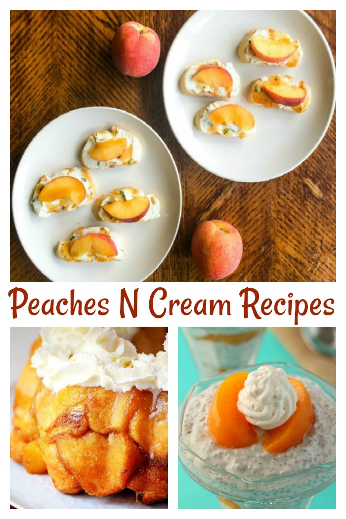 peach bruschetta, peach monkey bread, peach chia pudding recipes Peaches and Cream Recipes