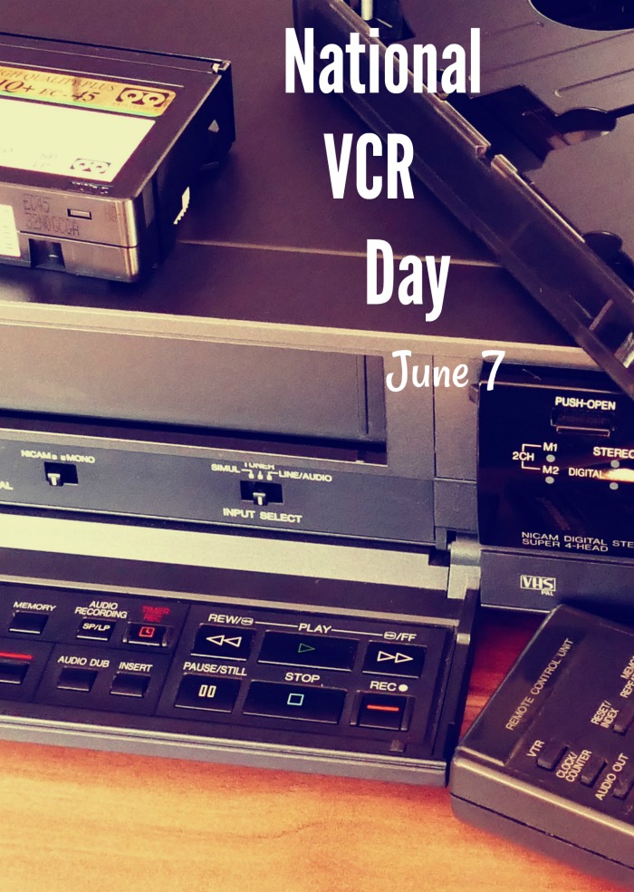 video recorder machines with a text overlay National VCR Day