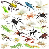 Insect Bug Toy Figures for Kids Boys, Fake Bugs - Fake Spiders, Cockroaches, Scorpions, Crickets, Lady Bugs, Mantis and Worms 