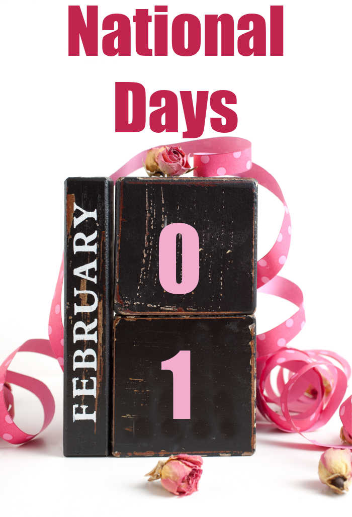 Block calendar of February with pink ribbon and words reading "National Days."