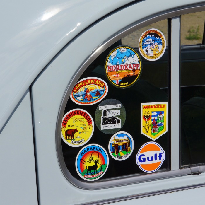 stickers on a car window
