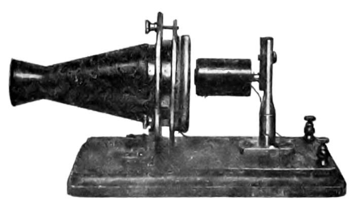 single pole telephone transmitter Single pole telephone transmitter of 1876