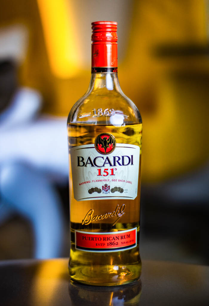 a bottle of Bacardi 151 which is an option for the best rum for pina coladas Bacardi 151 bottle of rum