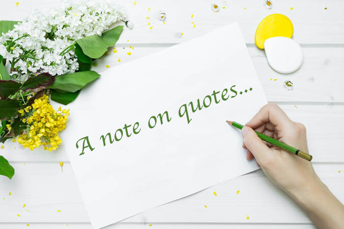A piece of paper that has the message "a note on quotes..." written on it a note on quotes