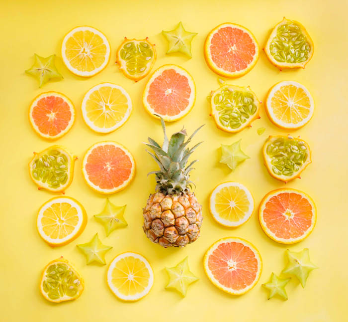 bright yellow citrus and pineapple collage bright yellow citrus and pineapple collage