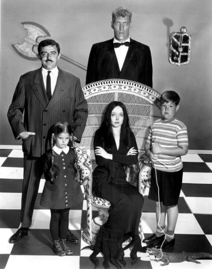 picture of the Adams family members posing for a photo Adams Family scene