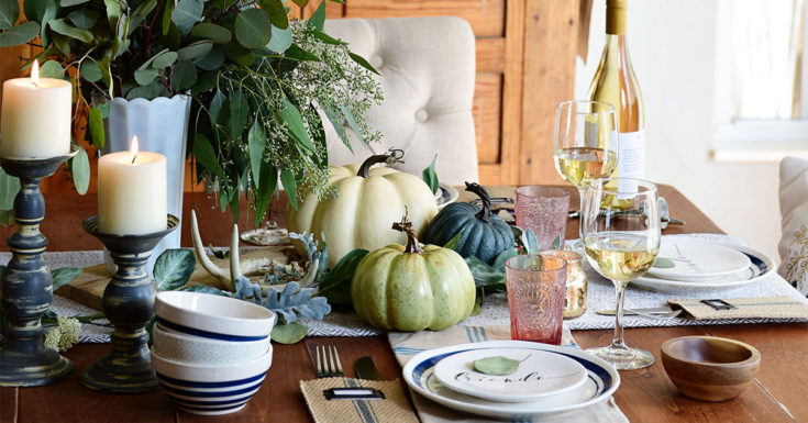 Image for Seasonal Simplicity  Blue and Green Fall Tablescape