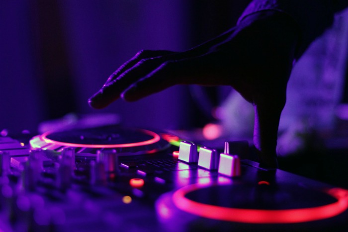 DJ playing music with spooky lights DJ playing music with spooky lights
