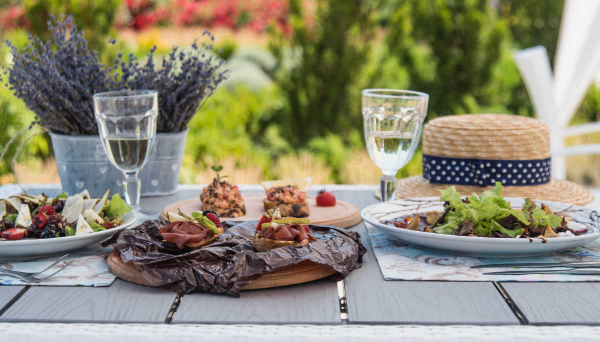 Food on an outside table for Eat Outside Day.