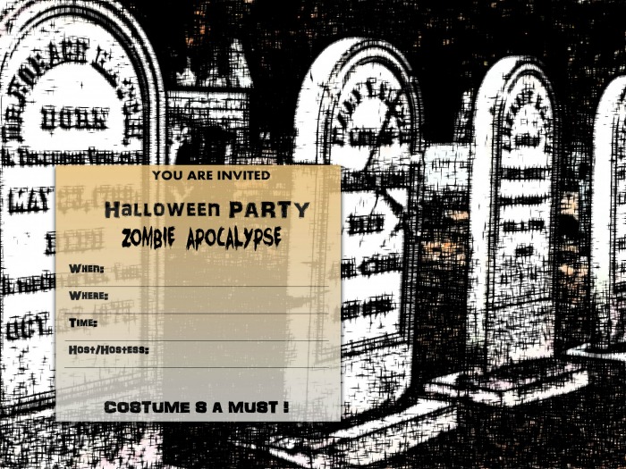 Zombie Apocalypse party invite Zombie party Halloween invite