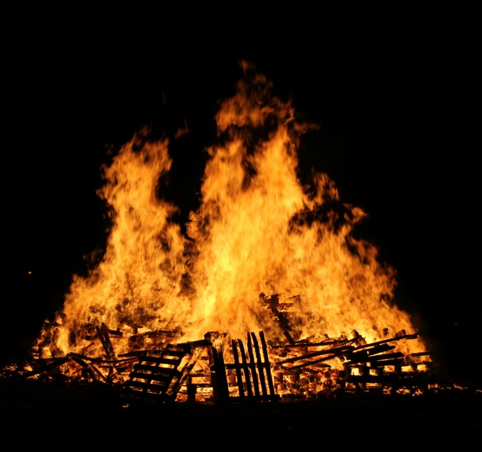 Bonfire buring for Guy Fawkes night.