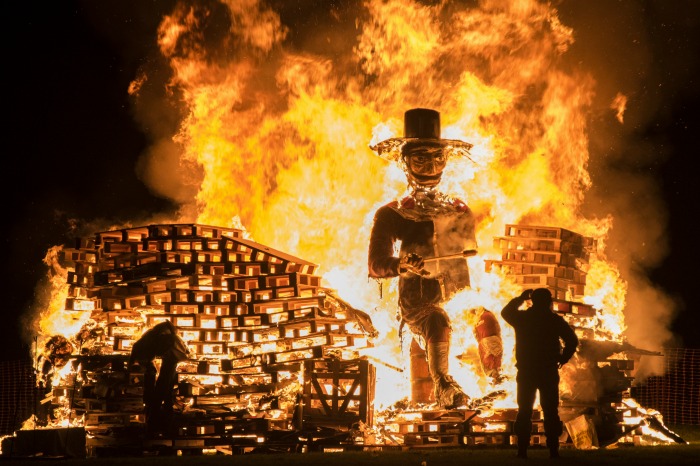 bonfire and effigy for Bonfire Night