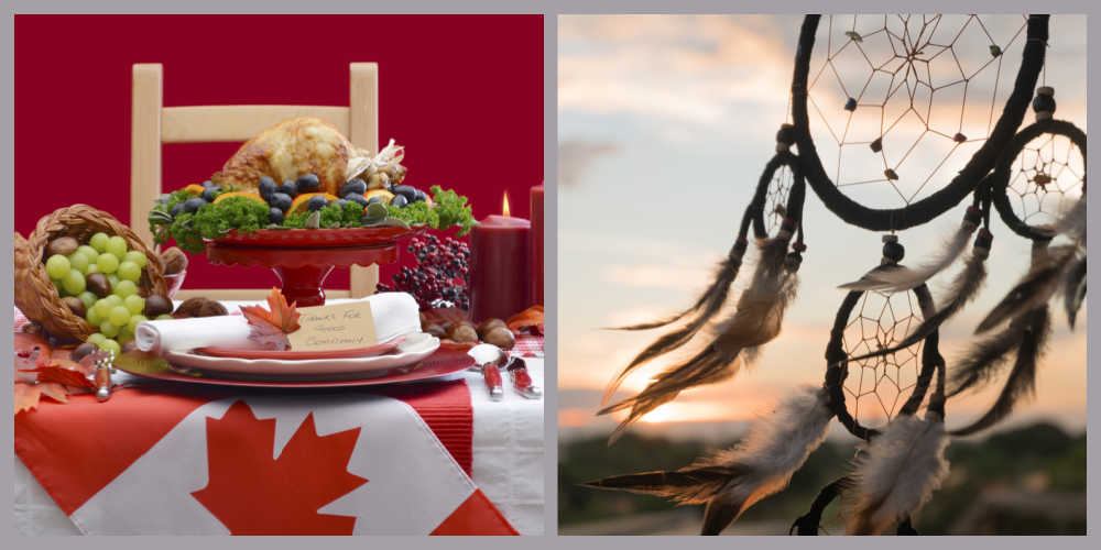 October National Days to Celebrate. Canadian Thanksgiving and Native American Dreamcatcher.