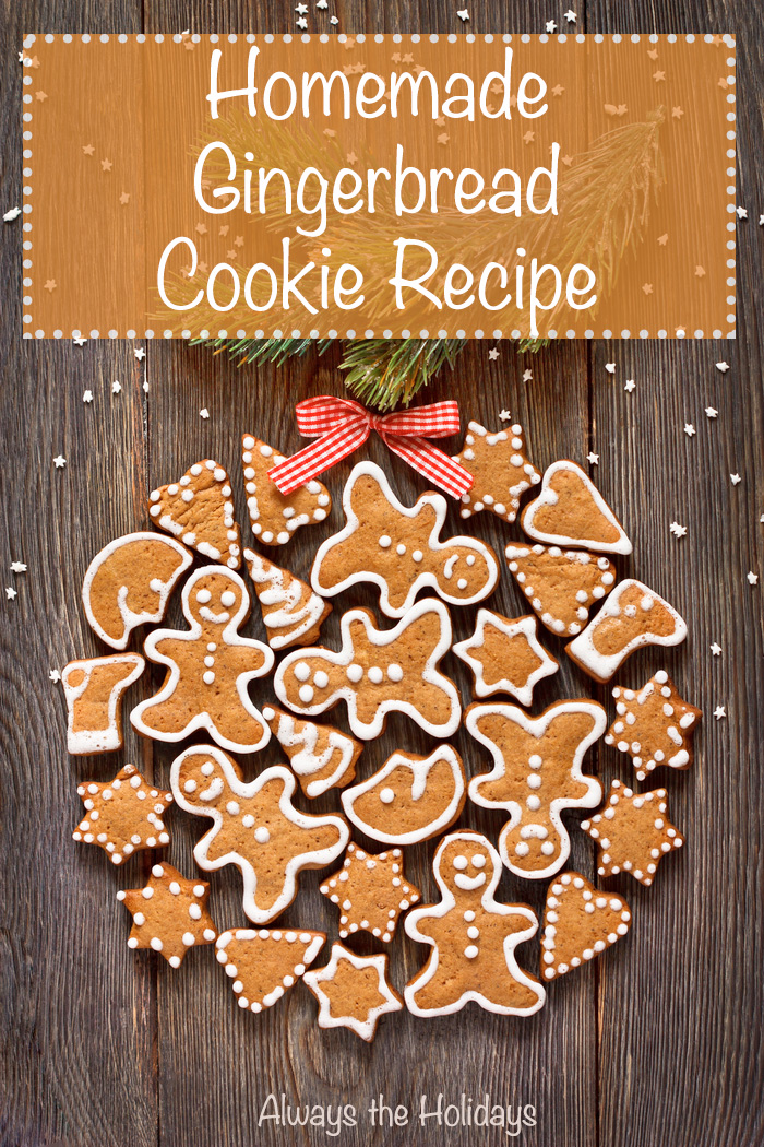 Making gingerbread cookies Homemade gingerbread cookies arranged in a circle with a text overlay reading "Homemade Gingerbread Cookie Recipe".